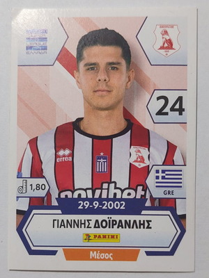 Αυτοκόλλητο Super League 2026 No.405 Γιάννης Δοιρανλης Πανσερραϊκός καινούργιο