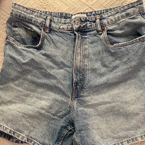 Zara mom fit denim shorts bermuda like new, turquoise, XXL