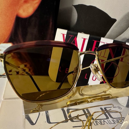 Vintage sunglasses new, handmade Germany, gold metal frame, brown lenses