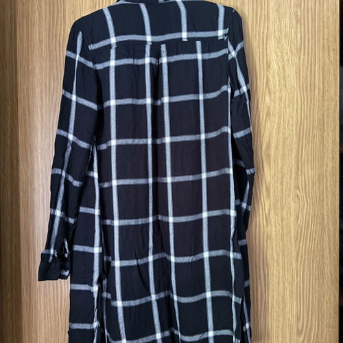 Laura Torelli black and white checked flannel shirt dress XS like new