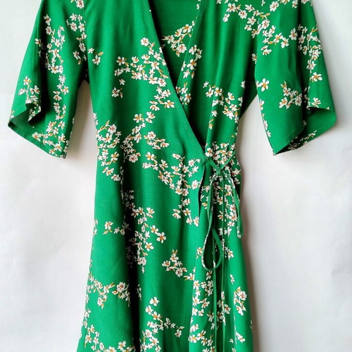 Faithfull The Brand Mini Wrap Dress Used, Green XS