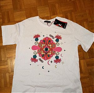 Peace & Chaos λευκό t-shirt με print νούμερο M/L