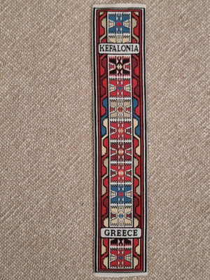 Fabric bookmark with ethnic Kefalonia designs like new