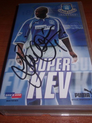 Everton Super Kev VHS new, signed by Kevin Campbell