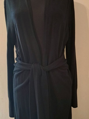 Black thin cardigan used with waist tie size M