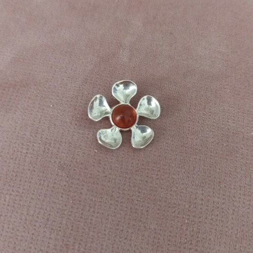 Flower pendant silver925 with orange amber used