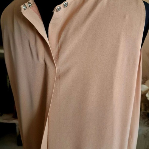 Douuod silk maxi dress like new, beige with rhinestone belt