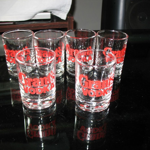 Grant's Vodka shot glasses new, set of 6