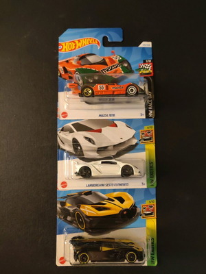 Hot Wheels πακέτο 3 μοντέλων Mazda 787b, Lamborghini Sesto Elemento, Bugatti Bolide καινούργιο