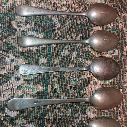 Old spoons used, small with markings
