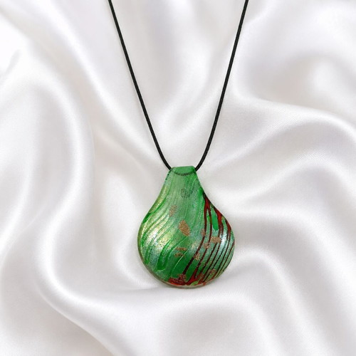 Handmade Murano Glass Necklace with Leather Strap, New, Colorful