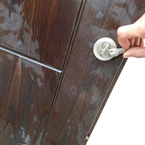 Entrance door used 2.15x0.94 solid wood with security lock