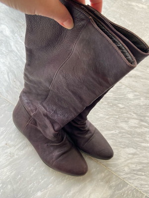 Μπότες Y2K δερμάτινες μωβ μεταχειρισμένες, νούμερο 38