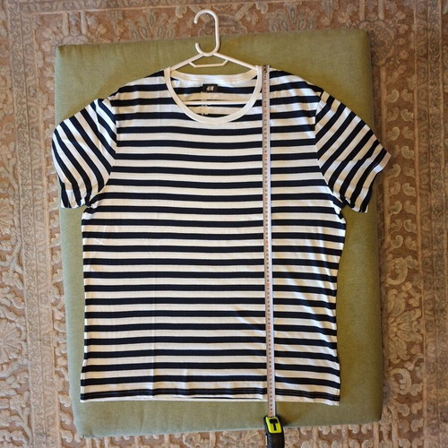 H&M T-Shirt XL white with navy stripes like new, organic cotton blend