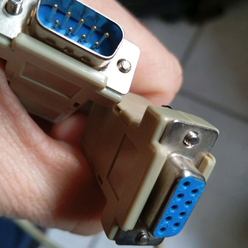 Serial cable 2 meters used, grey Male to Female
