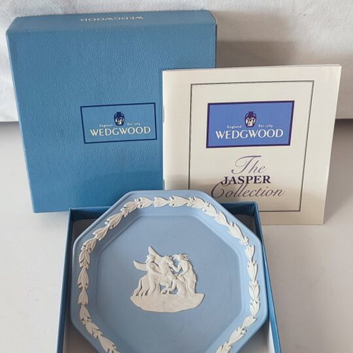 Wedgwood Vintage Octagonal Jasperware Trinket Dish, Pale Blue