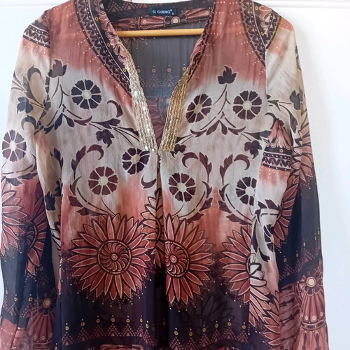 Tequiero caftan dress used with golden details size M