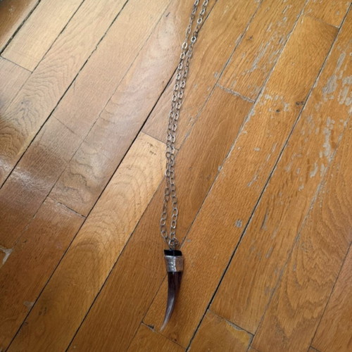 Long necklace with bone silver 925, like new