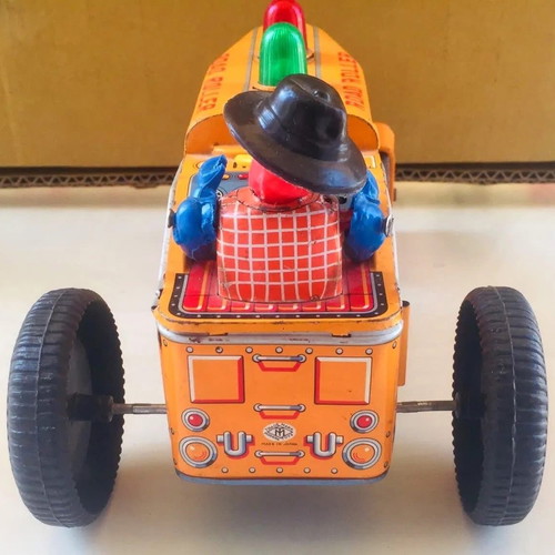 Tin toy road roller used, vintage, Japanese