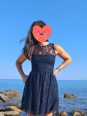 Zara lace dress like new, black and blue, size S