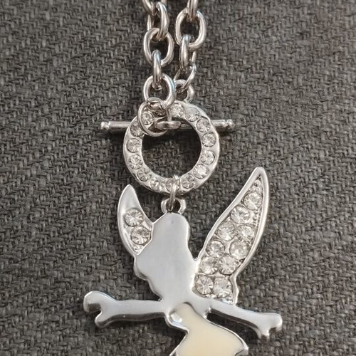 Necklace with thick silver chain and Tinkerbell pendant like new