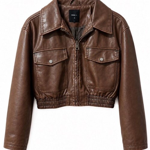 Brown leather jacket used, size M