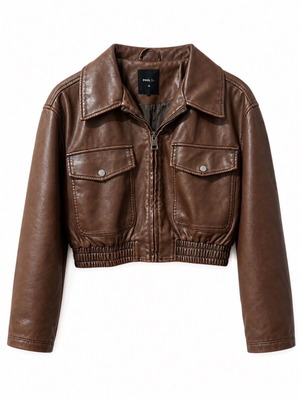 Brown leather jacket used, size M