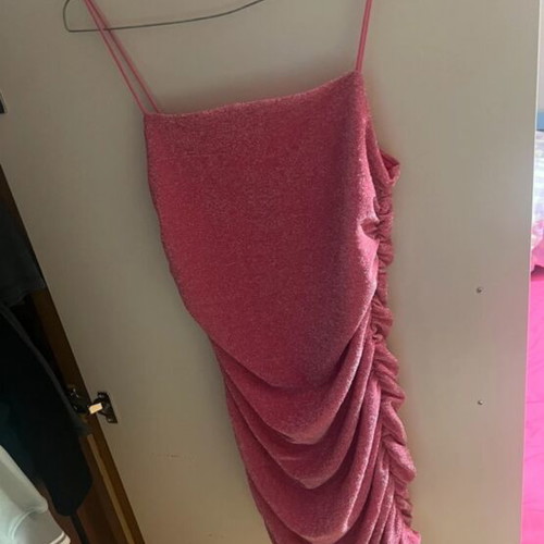 Miki mini dress pink with glitter like new, fitted and comfortable
