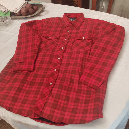 Blue North work shirt red checkered size Large new