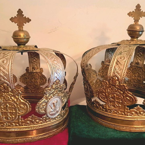 Russian Wedding Crowns used, two bridal crowns from 19th century