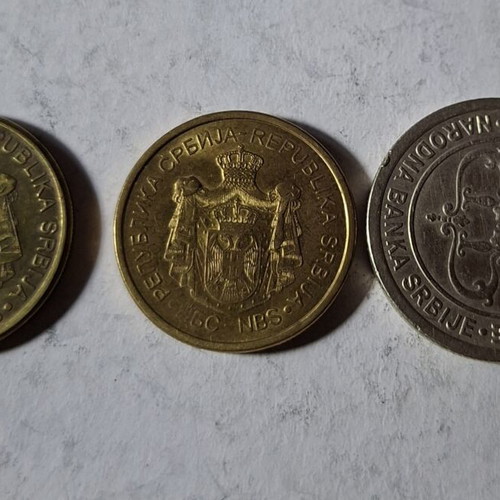 Serbian coin lot used, 3 pieces