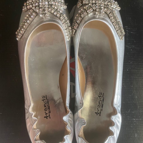 Silver ballerina shoes new with rhinestones