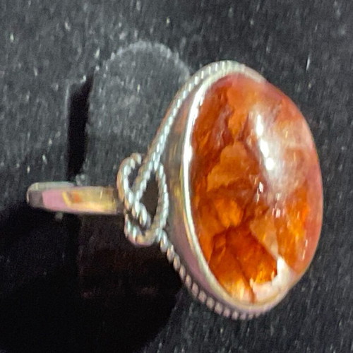 Fire Quartz Silver Ring one size