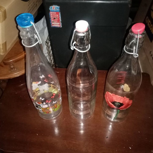Borgonovo glass bottle with clip, 1 litre, Italy