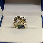  δαχτυλίδι 950 με χρυσές λεπτομέρειες 14Κ