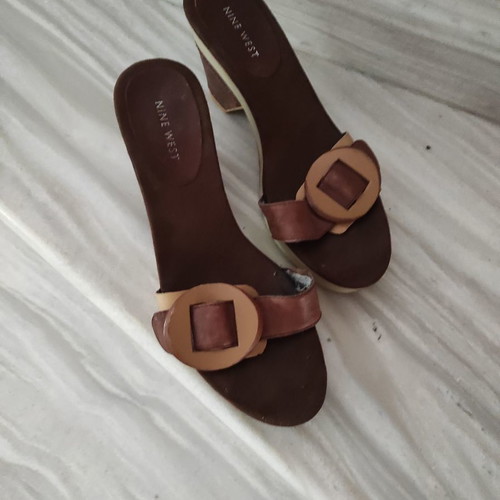 Nine West leather mules used, brown and beige, size 39