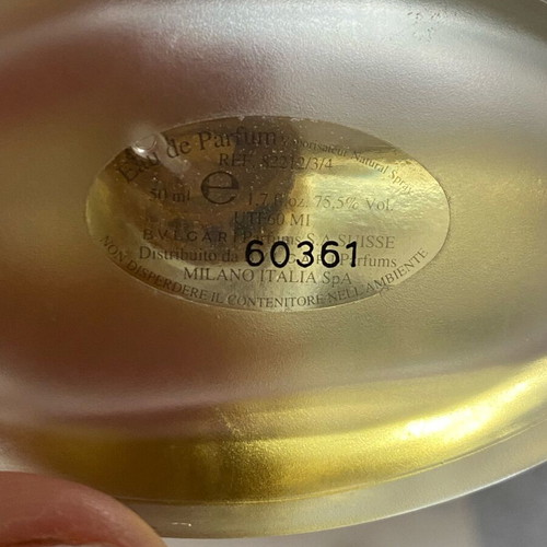 Bvlgari Eau de Parfum 50ml used without cap, vintage fragrance