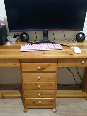 Vintage solid wood desk and bookshelf set like new