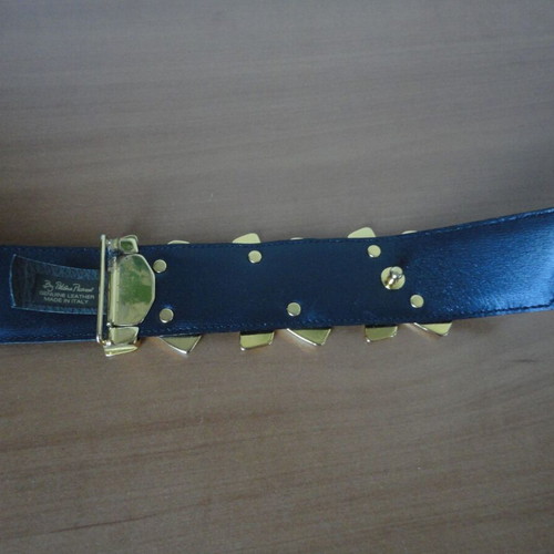 Paloma Picasso designer women's belt used, genuine leather, dark blue, size 85