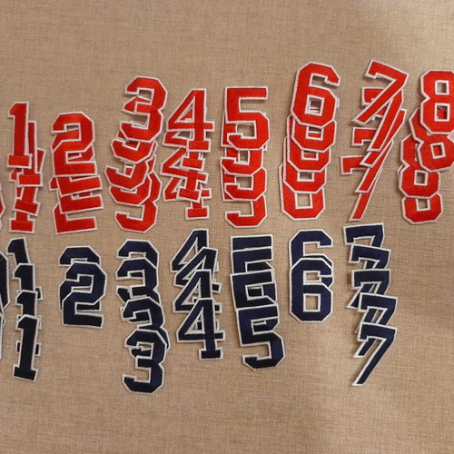 Number patches heat-applied new, pack of 72 pieces