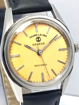 Favre Leuba King Sea watch used, orange dial, manual winding