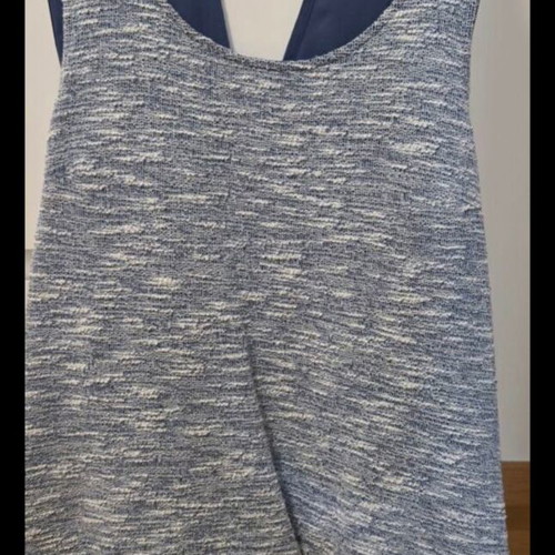 Intimissimi sleeveless top with blue tweed pattern and chain