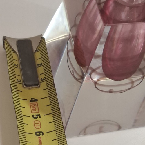 Art Glass Solid Dip Pen and Holder Deep Pink Spiral Used
