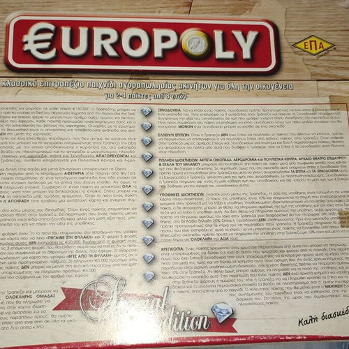 Europoly Special Edition board game used, classic Greek edition