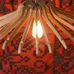 Λάμπα οροφής από ξύλινες κρεμάστρες - Χειροποίητη (Handmade lamp from wooden hangers)