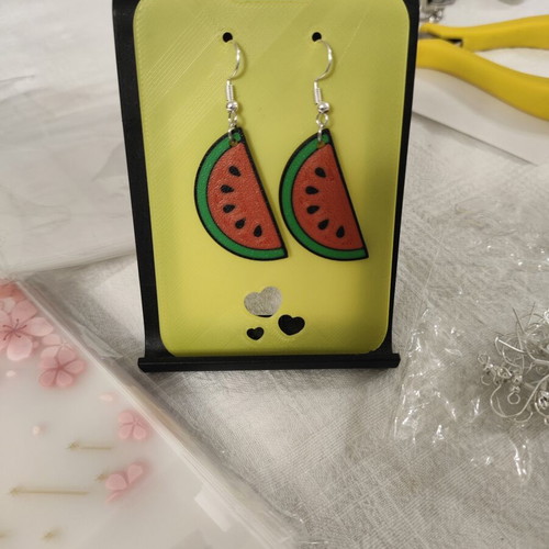 Watermelon Slice 3D printing earrings made to order