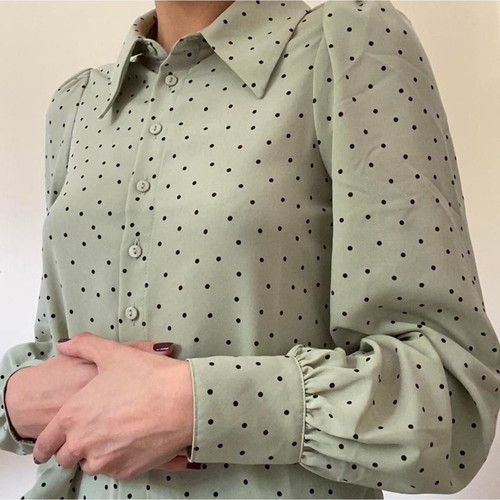 Monki pastel green polka dot shirt like new, size XS