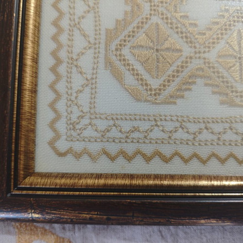 Serving tray with Lefkadian embroidery new 50x35 cm with frame