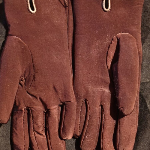 Women's brown gloves used with fleece lining and decorative tassels