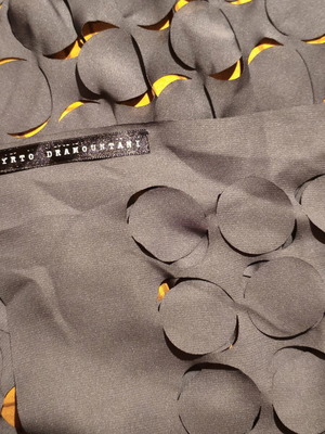 Myrto Dramountani gray designer scarf like new with laser-cut design